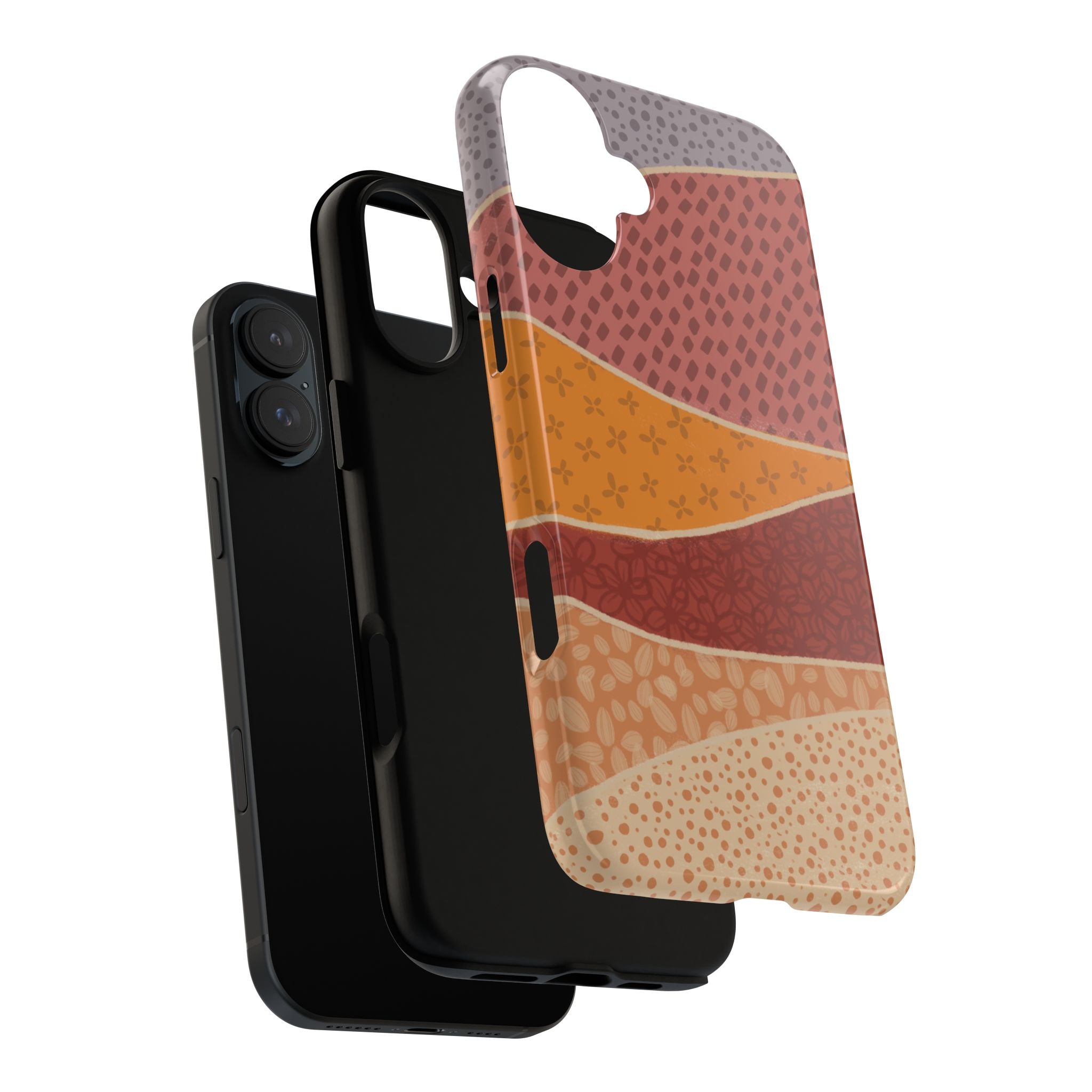 Retro Earth Tone Phone Case — Abstract Layered Pattern Tough Case