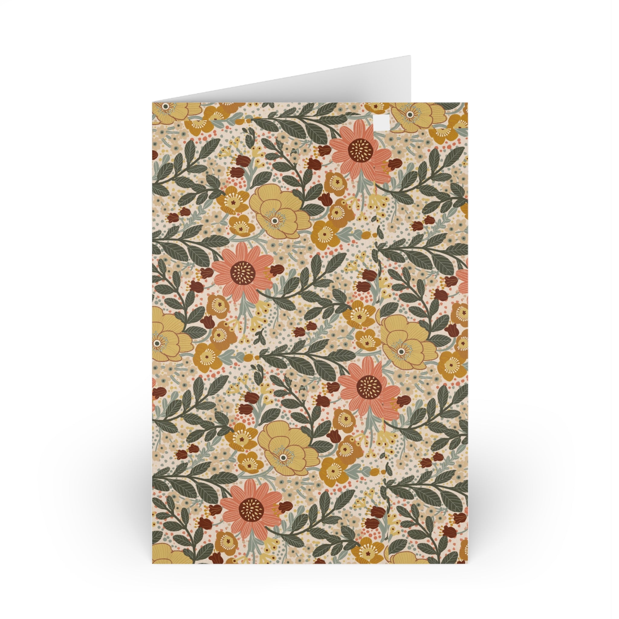 Vintage Floral Pattern Greeting Card | Blank Note Card, Botanical Folded Card