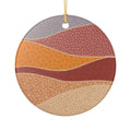 Abstract Earth Tones Ceramic Ornament — Boho Sunset Holiday Decoration