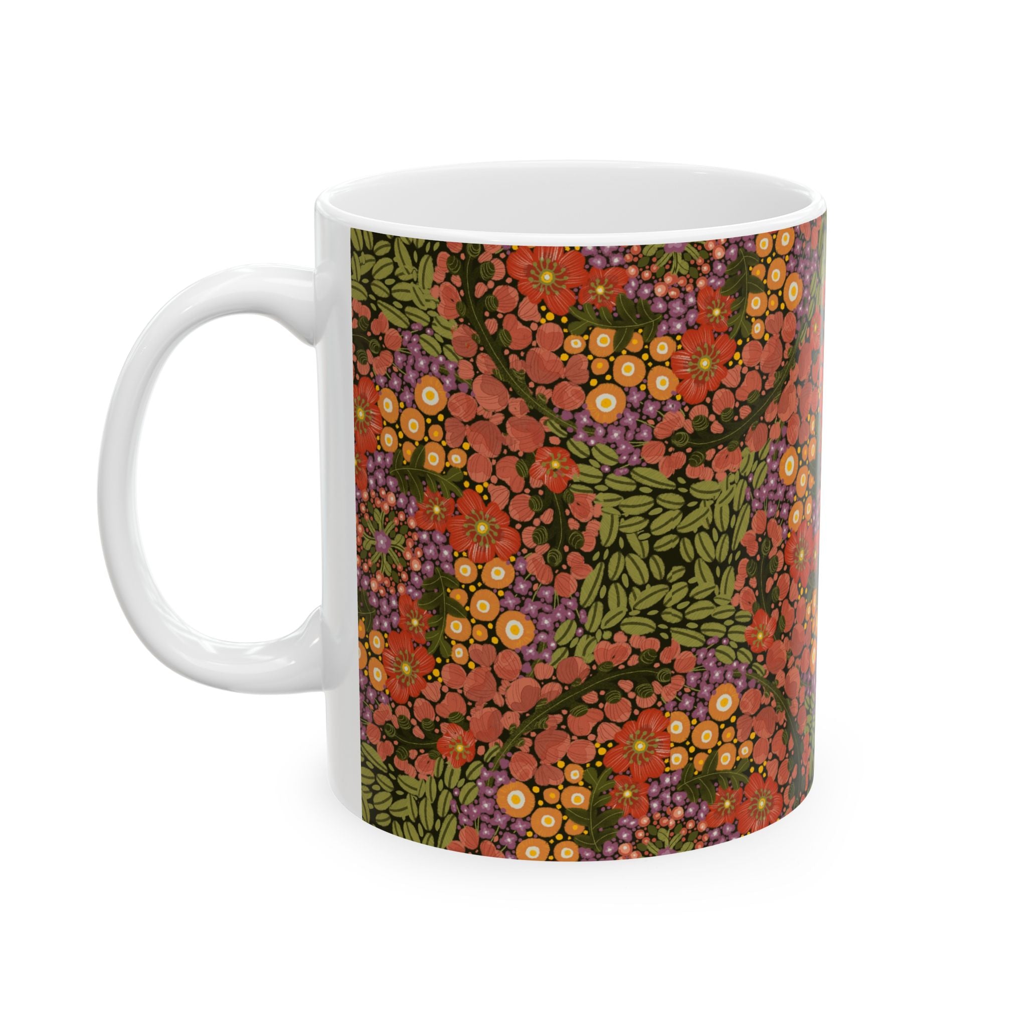 Autumn Floral Kaleidoscope Mug | Ceramic Coffee Cup